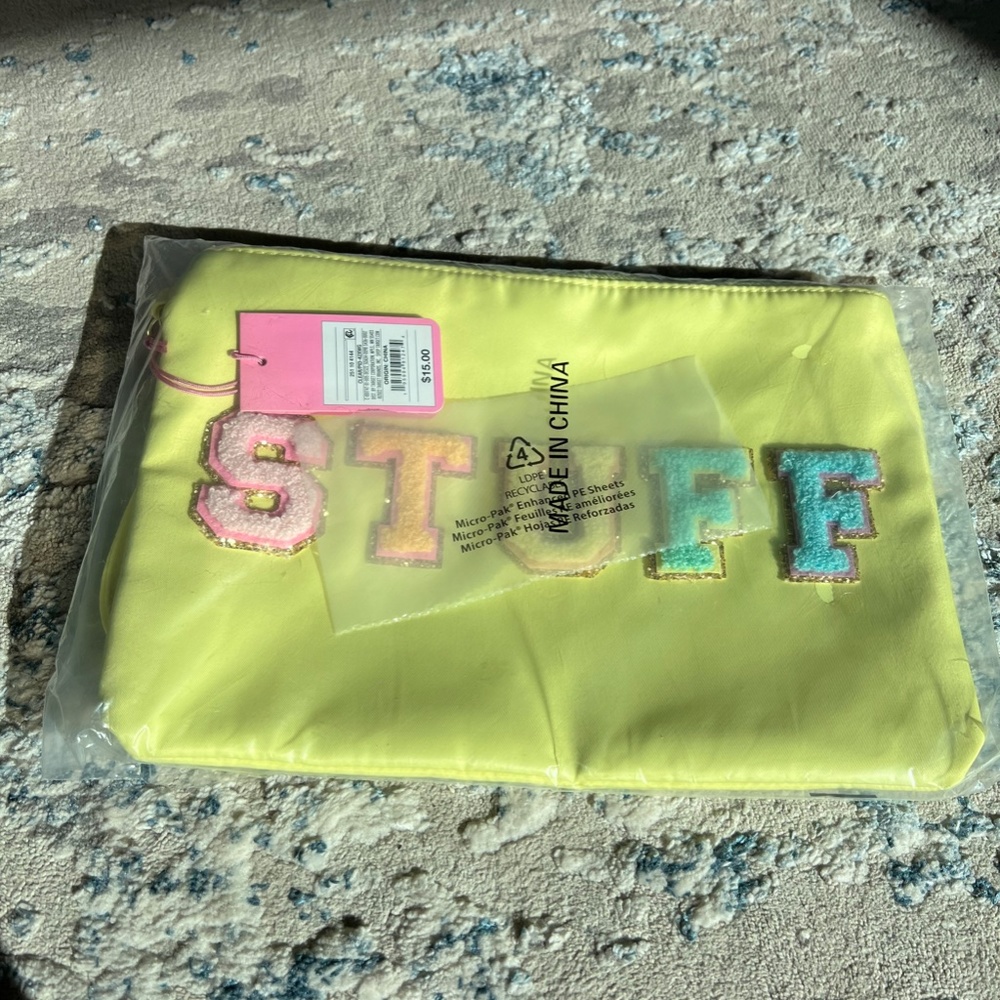 NWT: Stoney Clover Lane x Target yellow STUFF pouch/wristlet